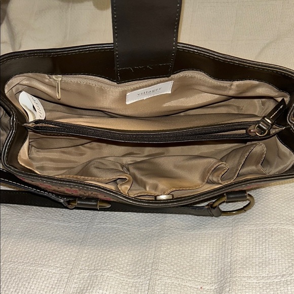 Villager/A Liz Claiborne Company Patterned Brown and Black Tote Bag - Picture 6 of 9